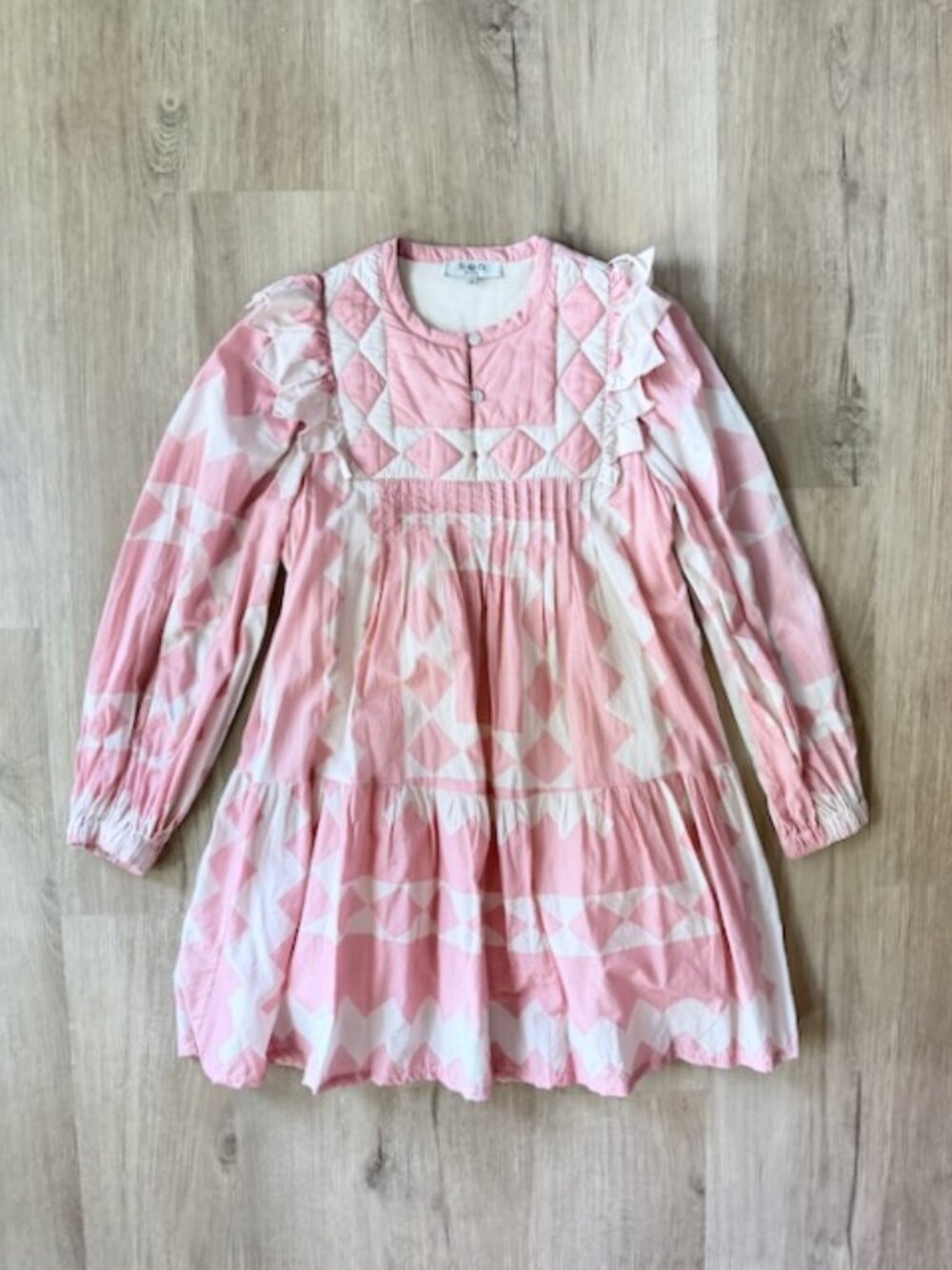 Sea NY Helena Pink Quilted Patchwork Dress XS